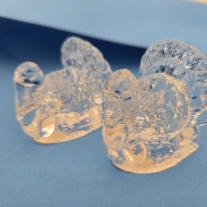 Small Crystal Turkey Candle Holder Pair